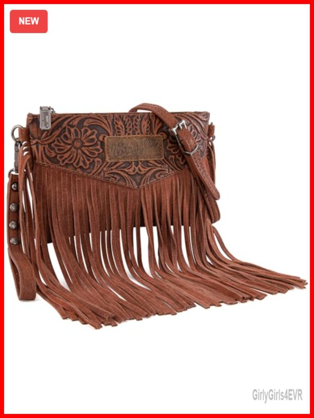 Faux Leather Fringe Crossbody Bag with Wristlet Strap